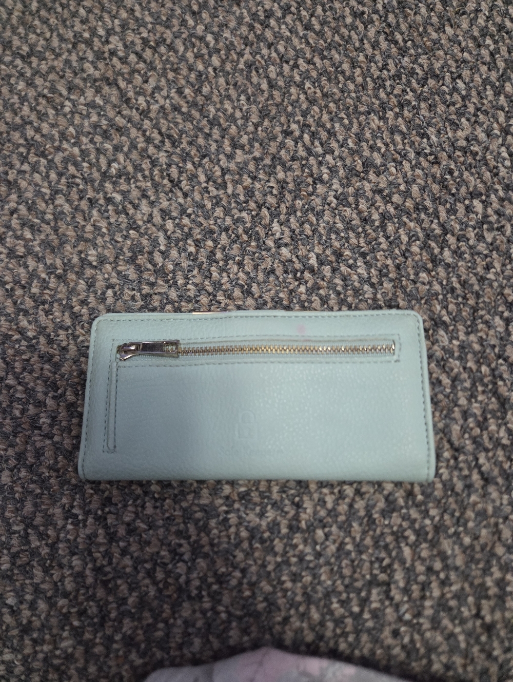Light Blue Women’s Leather Wallet with Front Zip Pocket